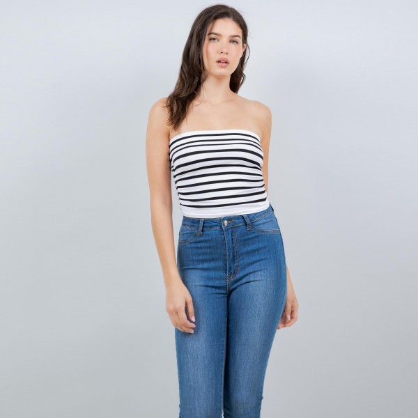 Striped Seamless Tube Top (6-Pack)

- Cinched Sides
- Stretchy 
- 82% Nylon 10% Polyester 8% Spandex 