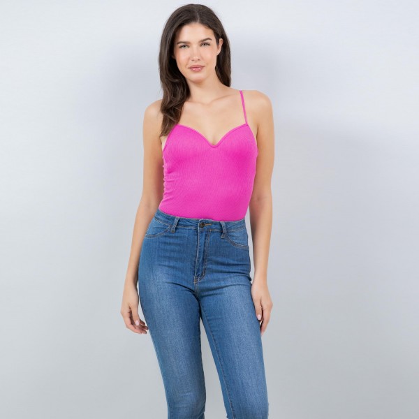 Ribbed Camisole Bodysuit (6-Pack)

- Built In Bra
- 92% Nylon 8% Spandex 