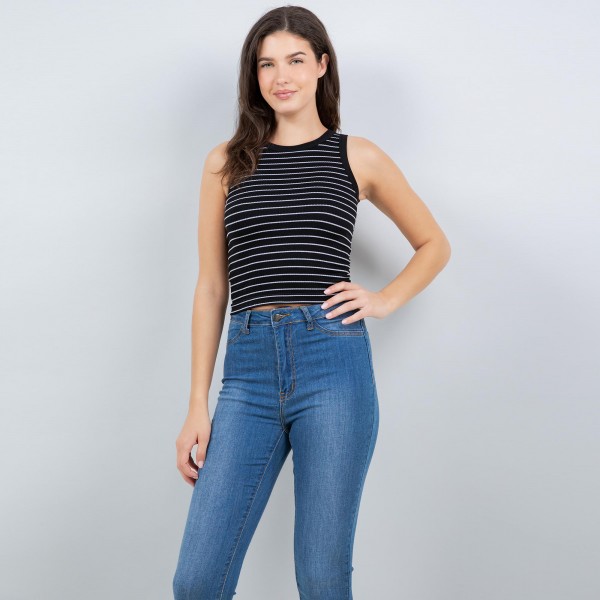 Striped Tank Top

- Seamless 
- Ribbed 
- 92% Nylon 8% Spandex 