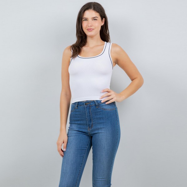 Wholesale contrast Tank Top Pack Seamless Soft Stretchy Viscose Nylon Spandex