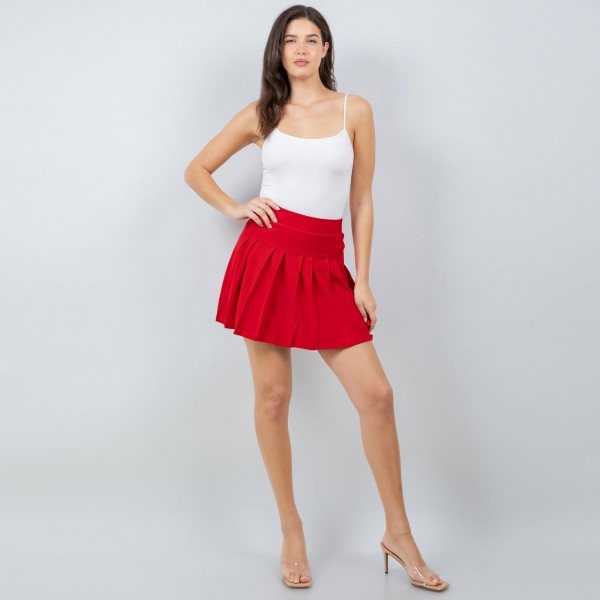 Wholesale waist Pleated Scuba Skort Pack Built Shorts Pocket Soft Stretchy Poly
