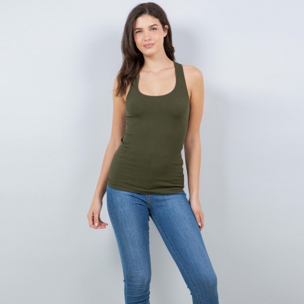 Wholesale seamless Racerback Tank Top One Fits Most Soft Stretchy Nylon Spandex