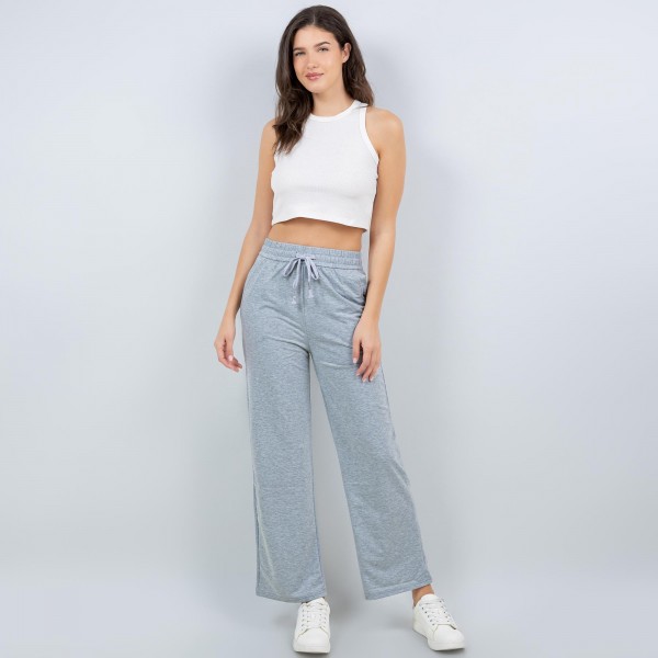 Wholesale french Terry Straight Leg Pants Pack Drawstring Elastic Waist Two Side