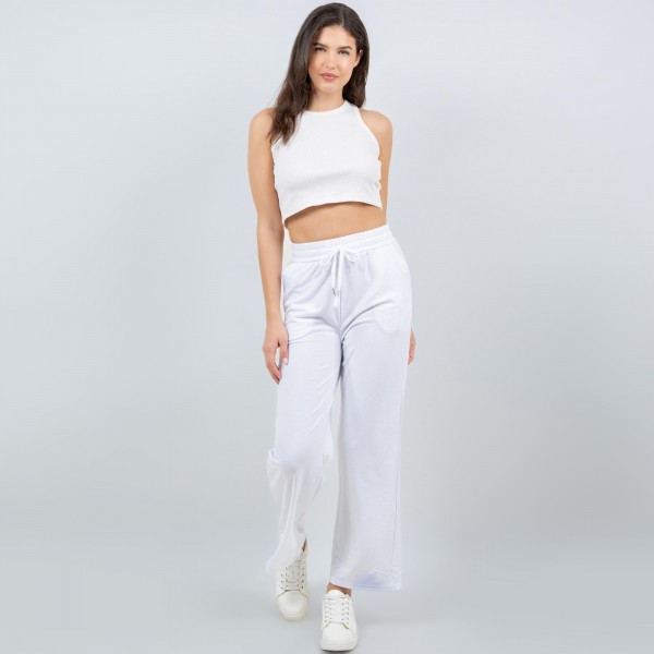 Wholesale french Terry Straight Leg Pants Pack Drawstring Elastic Waist Two Side