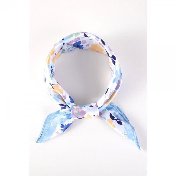 Wholesale petite Flowers Print Bandana Scarf Multi Use Scarf Bandana Bag Tie ETC