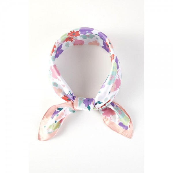 Wholesale petite Flowers Print Bandana Scarf Multi Use Scarf Bandana Bag Tie ETC