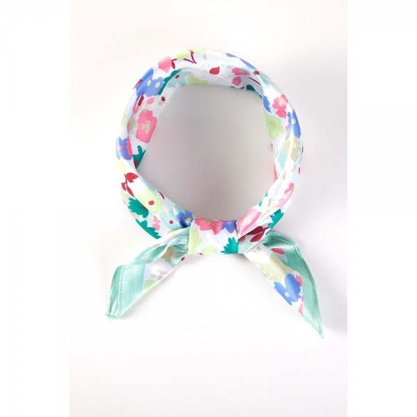 Wholesale petite Flowers Print Bandana Scarf Multi Use Scarf Bandana Bag Tie ETC