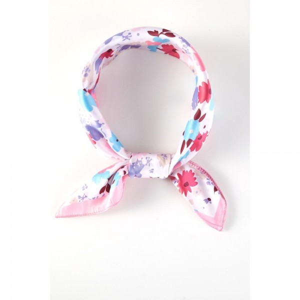 Wholesale petite Flowers Print Bandana Scarf Multi Use Scarf Bandana Bag Tie ETC