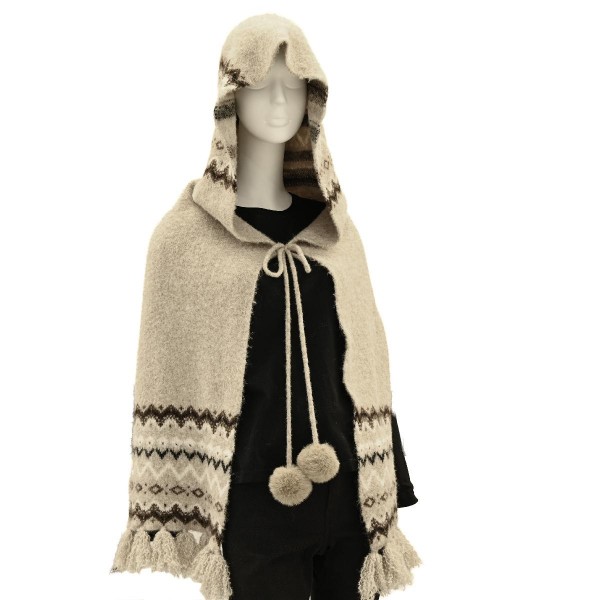 C.C HST0139 Fair Isle Pattern Hooded Scarf - 50% Recycled Polyester / 10% Nylon / 30% Acrylic / 5% Wool / 5% Spandex - One Size view 5