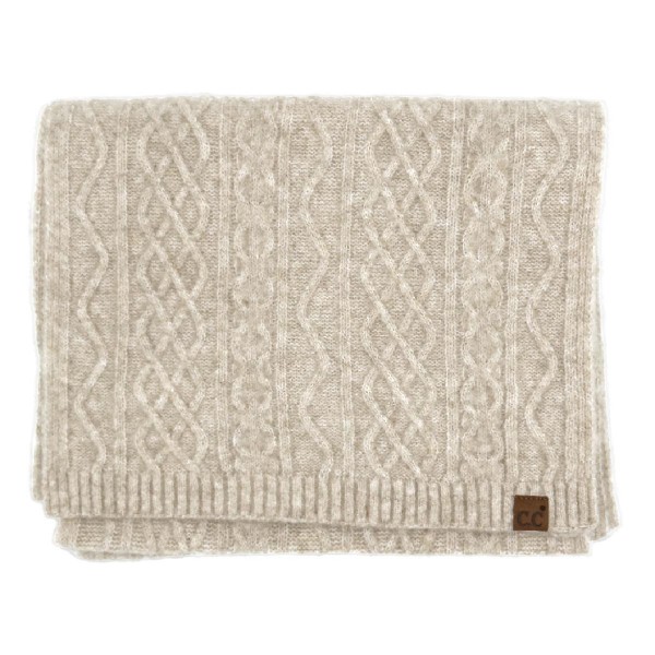 C.C HTC0068
Cable Knit Scarf 

- 50% Recycled Polyester / 15% Nylon / 25% Acrylic / 4% Spandex / 6% Wool 
- One Size