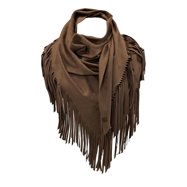 C.C SFC0134
Faux Suede Triangle Fringe Scarf 

- 95% Polyester / 6% Spabdex
- One Size