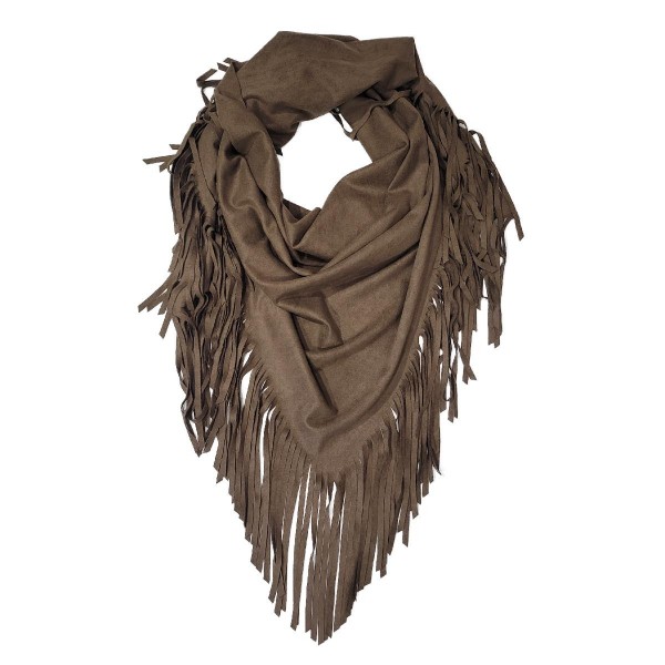 C.C SFC0134
Faux Suede Triangle Fringe Scarf 
- 95% Polyester / 6% Spabdex
- One Size