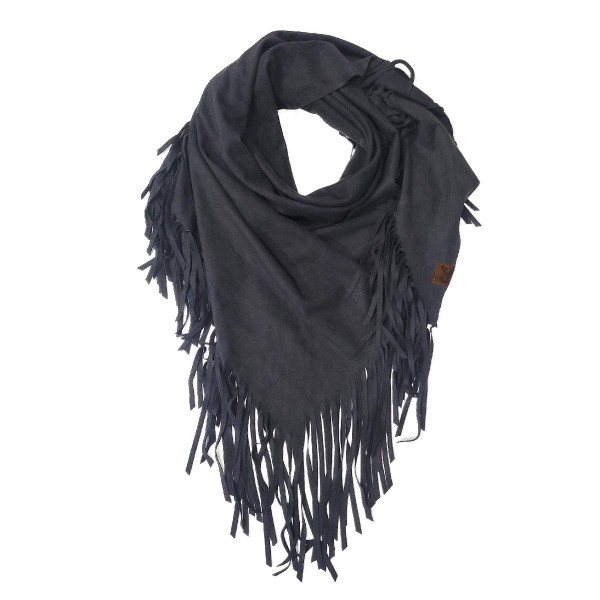 C.C SFC0134 Faux Suede Triangle Fringe Scarf - 95% Polyester / 6% Spabdex - One Size view 5