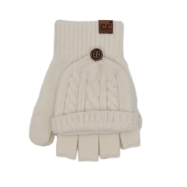 Wholesale c C MTC Cable Pattern Convertible Flips Mitten Polyester Nylon Acrylic