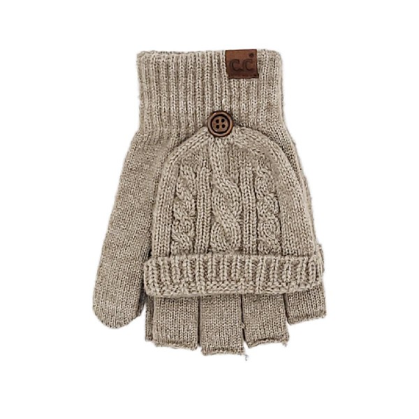 C.C MTC0141
Cable Pattern Convertible Flips Mitten 

- 34% Polyester / 22% Nylon / 43% Acrylic / 1% Spandex 
- One Size