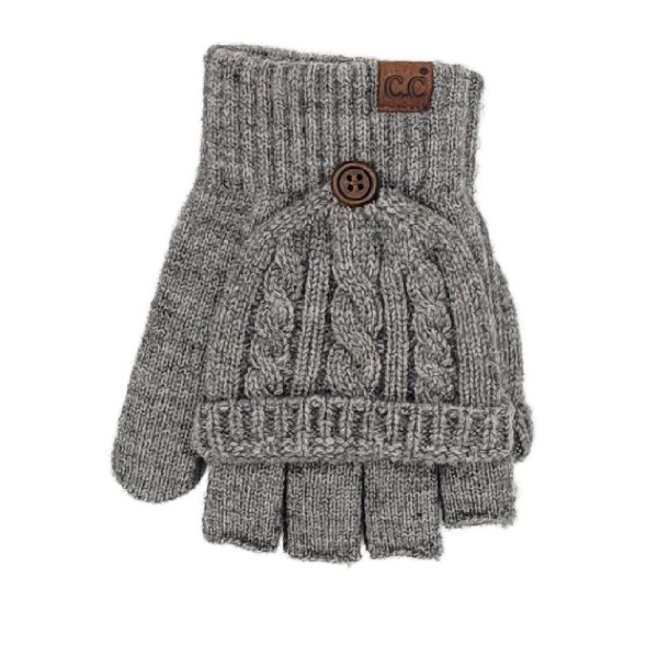 C.C MTC0141
Cable Pattern Convertible Flips Mitten 

- 34% Polyester / 22% Nylon / 43% Acrylic / 1% Spandex 
- One Size