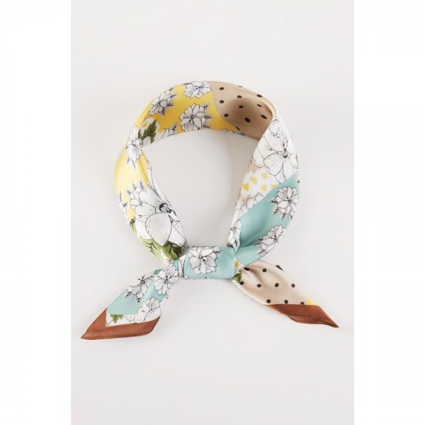 Wholesale polka Dots Flowers Print Bandana Scarf Multi Use Scarf Bandana Bag Tie