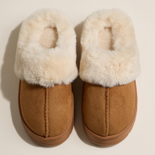 Faux Fur & Suede Slippers (6-Pack)

- Rubber Sole
- 100% Polyester 