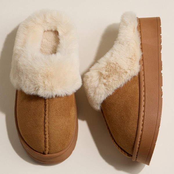 Faux Fur & Suede Slippers (6-Pack)

- Rubber Sole
- 100% Polyester 