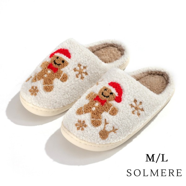 SOLMERE Slippers – Gingerbread Slide On Slippers

Step into pure indulgence. Our Solmere Slippers blend a trend-forward design with cloud-like comfort, making every step feel like a warm embrace.

- Incredible Comfort – Lined with ultra-soft, plush material to keep your feet cozy from morning to night.

- Slip-On Ease – Effortless to wear, with a secure yet relaxed fit.

- Durable & Lightweight – Crafted for everyday wear with a cushioned sole that supports and lasts.

- US Women's Size: S/M (6-8) M/L (8-10)

- Rubber Sole - Provides grip and stability for both indoor and light outdoor use.

- Thoughtful Packaging – Each pair comes neatly displayed on a branded slipper hanger with a branded card, and individually packaged.

Once you slip them on, you’ll understand why SOLMERE slippers are love at first step.