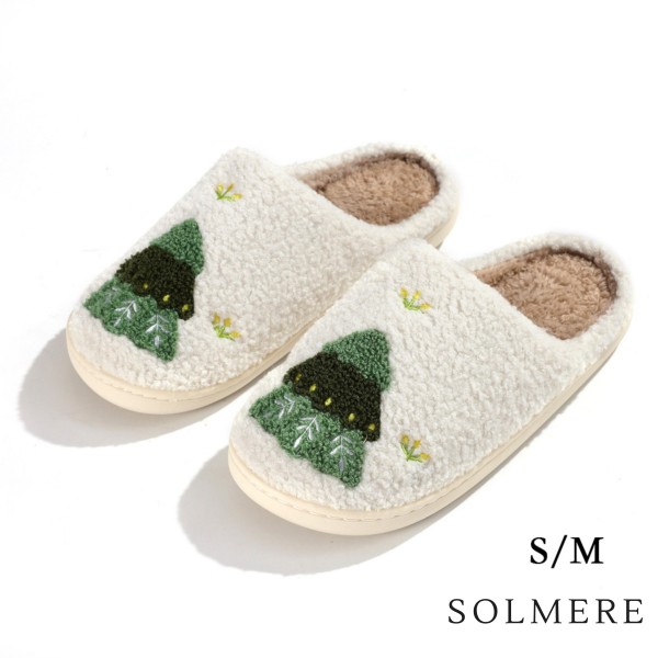 SOLMERE Slippers – Christmas Tree Slide On Slippers

Step into pure indulgence. Our Solmere Slippers blend a trend-forward design with cloud-like comfort, making every step feel like a warm embrace.

- Incredible Comfort – Lined with ultra-soft, plush material to keep your feet cozy from morning to night.
- Slip-On Ease – Effortless to wear, with a secure yet relaxed fit.
- Durable & Lightweight – Crafted for everyday wear with a cushioned sole that supports and lasts.
- US Women's Size: S/M (6-8) M/L (8-10)
- Rubber Sole - Provides grip and stability for both indoor and light outdoor use.
- Thoughtful Packaging – Each pair comes neatly displayed on a branded slipper hanger with a branded card, and individually packaged.

Once you slip them on, you’ll understand why SOLMERE slippers are love at first step.