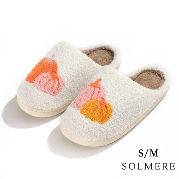 SOLMERE Slippers – Pumpkins Slide On Slippers

Step into pure indulgence. Our Solmere Slippers blend a trend-forward design with cloud-like comfort, making every step feel like a warm embrace.

- Incredible Comfort – Lined with ultra-soft, plush material to keep your feet cozy from morning to night.
- Slip-On Ease – Effortless to wear, with a secure yet relaxed fit.
- Durable & Lightweight – Crafted for everyday wear with a cushioned sole that supports and lasts.
- US Women's Size: S/M (6-8) M/L (8-10)
- Rubber Sole - Provides grip and stability for both indoor and light outdoor use.
- Thoughtful Packaging – Each pair comes neatly displayed on a branded slipper hanger with a branded card, and individually packaged.

Once you slip them on, you’ll understand why SOLMERE slippers are love at first step.
