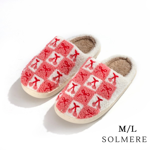 SOLMERE Slippers –Checker Cherries Slippers

Step into pure indulgence. Our Solmere Slippers blend a trend-forward design with cloud-like comfort, making every step feel like a warm embrace.

- Incredible Comfort – Lined with ultra-soft, plush material to keep your feet cozy from morning to night.
- Slip-On Ease – Effortless to wear, with a secure yet relaxed fit.
- Durable & Lightweight – Crafted for everyday wear with a cushioned sole that supports and lasts.
- US Women's Size: S/M (6-8) M/L (8-10)
- Rubber Sole - Provides grip and stability for both indoor and light outdoor use.
- Thoughtful Packaging – Each pair comes neatly displayed on a branded slipper hanger with a branded card, and individually packaged.

Once you slip them on, you’ll understand why SOLMERE slippers are love at first step.