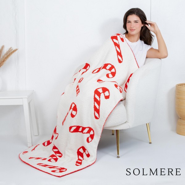 Wholesale solmere Blanket Christmas Candy Cane Blanket Wrap yourself pure indulg