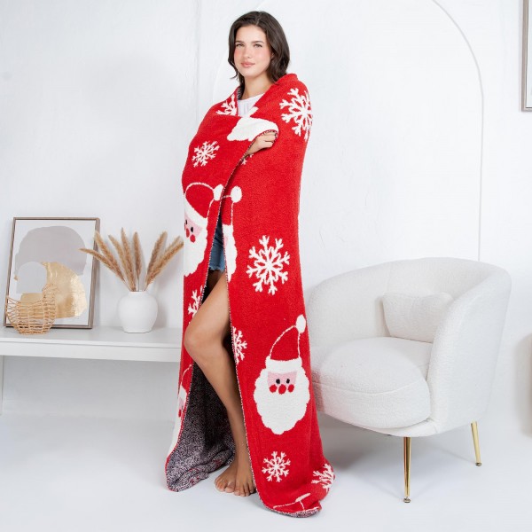 Solmere Blanket – Santa Blanket

Wrap yourself in pure indulgence. Our Solmere Blanket combines a fashion-forward design with an irresistibly soft hand-feel that’s as beautiful as it is cozy.

- Luxuriously Soft – Crafted from ultra-plush, high-quality fibers you’ll want to snuggle into all season long.

- Perfectly Sized – Approximately 50” W x 60” L, perfect for draping over your sofa, bed, or yourself.

- Premium Craftsmanship – 100% polyester for lasting softness, warmth, and easy care.

- Thoughtful Packaging – Each blanket is tied with a branded ribbon in a bow and includes two cards: one featuring the SOLMERE brand and another showcasing a high-quality image of the blanket’s print. Individually packaged

Once you touch it, you’ll understand why SOLMERE blankets are love at first feel.
