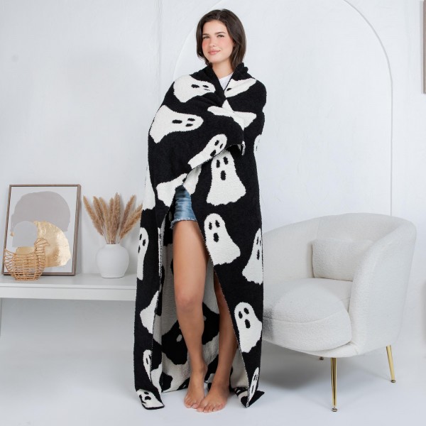 Solmere Blanket – Halloween Ghost Blanket

Wrap yourself in pure indulgence. Our Solmere Blanket combines a fashion-forward design with an irresistibly soft hand-feel that’s as beautiful as it is cozy.

- Luxuriously Soft – Crafted from ultra-plush, high-quality fibers you’ll want to snuggle into all season long.

- Perfectly Sized – Approximately 50” W x 60” L, perfect for draping over your sofa, bed, or yourself.

- Premium Craftsmanship – 100% polyester for lasting softness, warmth, and easy care.

- Thoughtful Packaging – Each blanket is tied with a branded ribbon in a bow and includes two cards: one featuring the SOLMERE brand and another showcasing a high-quality image of the blanket’s print. Individually packaged

Once you touch it, you’ll understand why SOLMERE blankets are love at first feel.

