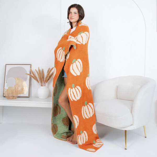 Solmere Blanket – Animated Pumpkin Print Blanket

Wrap yourself in pure indulgence. Our Solmere Blanket combines a fashion-forward design with an irresistibly soft hand-feel that’s as beautiful as it is cozy.

- Luxuriously Soft – Crafted from ultra-plush, high-quality fibers you’ll want to snuggle into all season long.

- Perfectly Sized – Approximately 50” W x 60” L, perfect for draping over your sofa, bed, or yourself.

- Premium Craftsmanship – 100% polyester for lasting softness, warmth, and easy care.

- Thoughtful Packaging – Each blanket is tied with a branded ribbon in a bow and includes two cards: one featuring the SOLMERE brand and another showcasing a high-quality image of the blanket’s print. Individually packaged

Once you touch it, you’ll understand why SOLMERE blankets are love at first feel.
