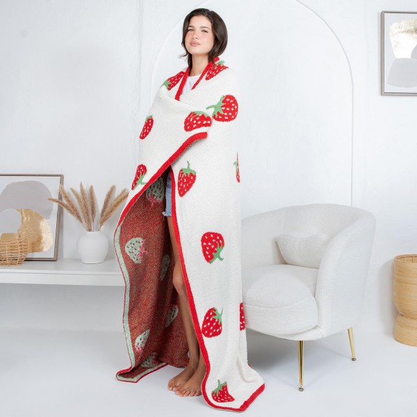 Solmere Blanket – Cherry Print Blanket

Wrap yourself in pure indulgence. Our Solmere Blanket combines a fashion-forward design with an irresistibly soft hand-feel that’s as beautiful as it is cozy.

- Luxuriously Soft – Crafted from ultra-plush, high-quality fibers you’ll want to snuggle into all season long.

- Perfectly Sized – Approximately 50” W x 60” L, perfect for draping over your sofa, bed, or yourself.

- Premium Craftsmanship – 100% polyester for lasting softness, warmth, and easy care.

- Thoughtful Packaging – Each blanket is tied with a branded ribbon in a bow and includes two cards: one featuring the SOLMERE brand and another showcasing a high-quality image of the blanket’s print. Individually packaged

Once you touch it, you’ll understand why SOLMERE blankets are love at first feel.
