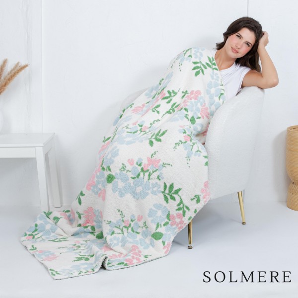 Solmere Blanket – Petite Clustered Floral Blanket

Wrap yourself in pure indulgence. Our Solmere Blanket combines a fashion-forward design with an irresistibly soft hand-feel that’s as beautiful as it is cozy.

- Luxuriously Soft – Crafted from ultra-plush, high-quality fibers you’ll want to snuggle into all season long.

- Perfectly Sized – Approximately 50” W x 60” L, perfect for draping over your sofa, bed, or yourself.

- Premium Craftsmanship – 100% polyester for lasting softness, warmth, and easy care.

- Thoughtful Packaging – Each blanket is tied with a branded ribbon in a bow and includes two cards: one featuring the SOLMERE brand and another showcasing a high-quality image of the blanket’s print. Individually packaged

Once you touch it, you’ll understand why SOLMERE blankets are love at first feel.
