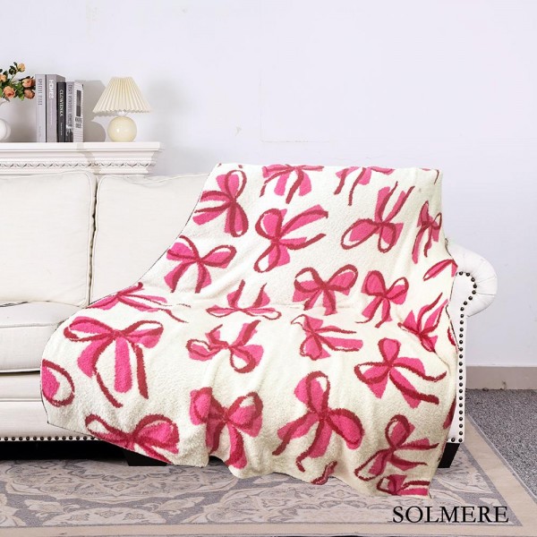 Solmere Blanket – Pink Bow Blanket
Wrap yourself in pure indulgence. Our Solmere Blanket combines a fashion-forward design with an irresistibly soft hand-feel that’s as beautiful as it is cozy.
- Luxuriously Soft – Crafted from ultra-plush, high-quality fibers you’ll want to snuggle into all season long.
- Perfectly Sized – Approximately 50” W x 60” L, perfect for draping over your sofa, bed, or yourself.
- Premium Craftsmanship – 100% polyester for lasting softness, warmth, and easy care.
- Thoughtful Packaging – Each blanket is tied with a branded ribbon in a bow and includes two cards: one featuring the SOLMERE brand and another showcasing a high-quality image of the blanket’s print. Individually packaged
Once you touch it, you’ll understand why SOLMERE blankets are love at first feel.
