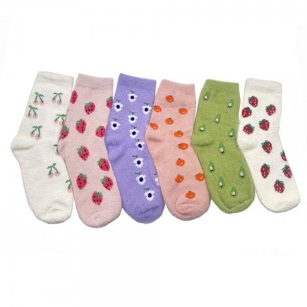 Wholesale solmere Soft Plush Knit Socks Fruit Details pack One Fits Most Adult A
