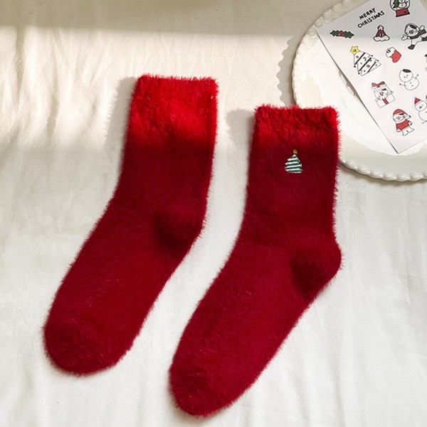 Soft Fuzzy Knit Christmas Socks (6-pack) - One Size Fits Most (Sizes Adult 6-11) - Assorted Colors - 100% Poly Microfiber view 5