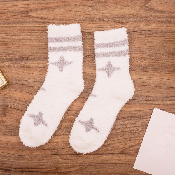 Soft Plush Knit Star Socks (6-pack) - One Size Fits Most (Sizes Adult 6-11) - Assorted Colors - 100% Poly Microfiber view 5