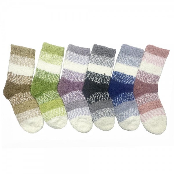 Soft Plush Knit Stripe Socks (6-pack)

- One Size Fits Most (Sizes Adult 6-11)
- Assorted Colors
- 100% Poly Microfiber