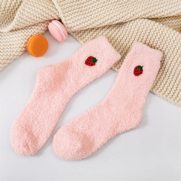 Soft Plush Knit Embroidered Fruit Socks (6-pack)

- One Size Fits Most (Sizes Adult 6-11)
- Assorted Colors
- 100% Poly Microfiber