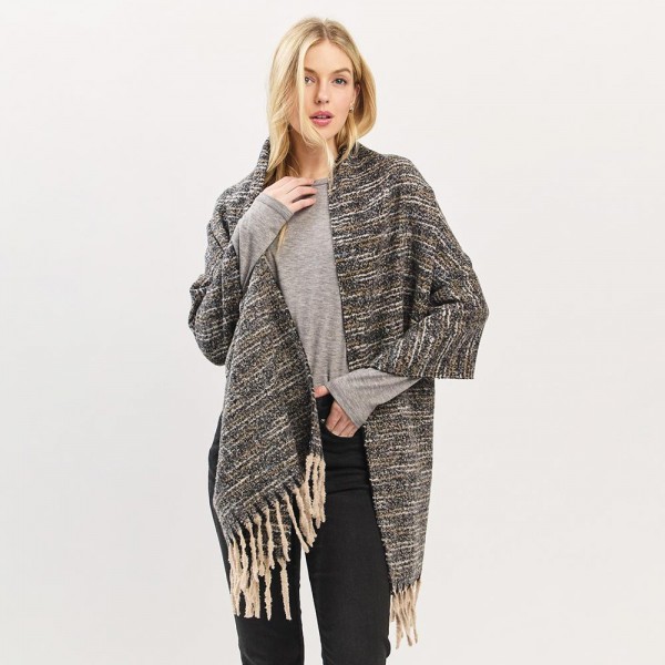 Wholesale multi Soft Knit Scarf Fringe Detail One W L Polyester