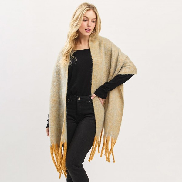 Wholesale two Fuzzy Knit Scarf Tassel Detail One W L Polyester