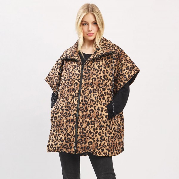 Oversized Leopard Puffer Vest  

- One Size Fits Most (0-14)
- 100% Polyester 