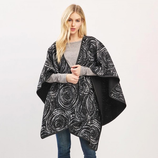 Circular Typography Print Pull Through Poncho  

- One Size Fits Most (0-14)
- 100% Polyester 