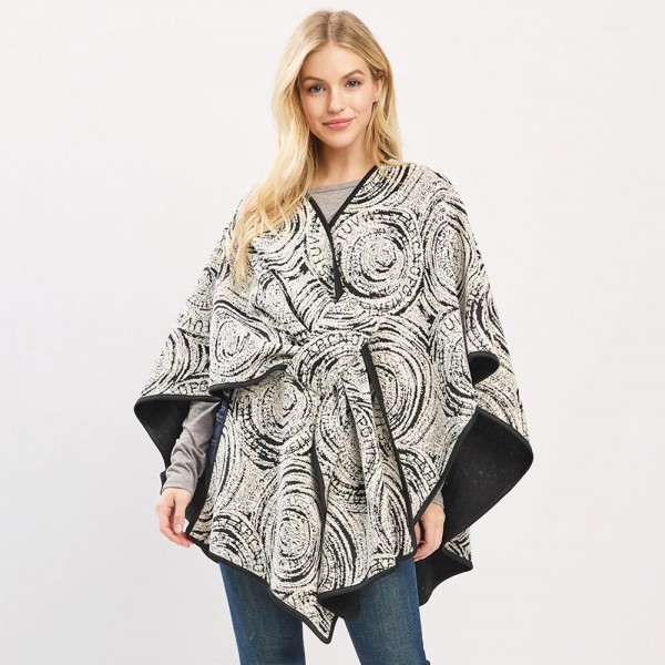 Circular Typography Print Pull Through Poncho  

- One Size Fits Most (0-14)
- 100% Polyester 
