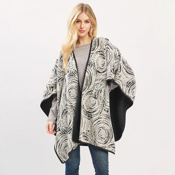 Circular Typography Print Pull Through Poncho  

- One Size Fits Most (0-14)
- 100% Polyester 
