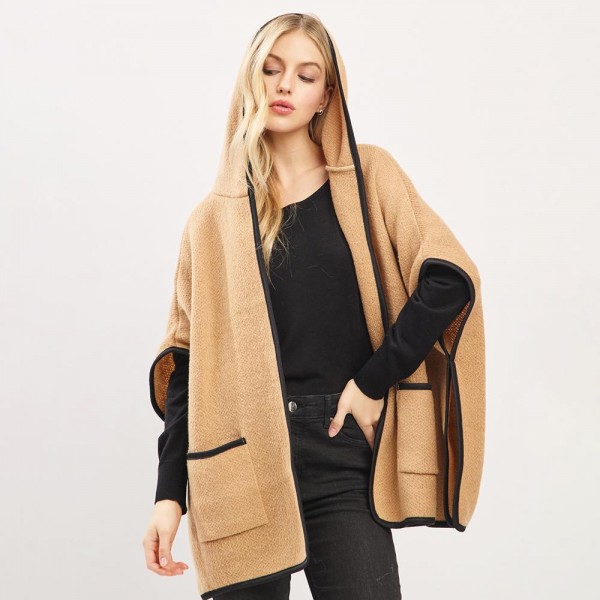 Knit Kimono With Hood & Pockets 

- One Size Fits Most (0-14)
- 100% Polyester 