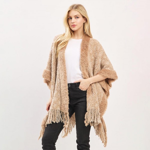 Boucle Knit Shawl With Fringe Detail 

- One Size Fits Most (0-14)
- 100% Polyester 