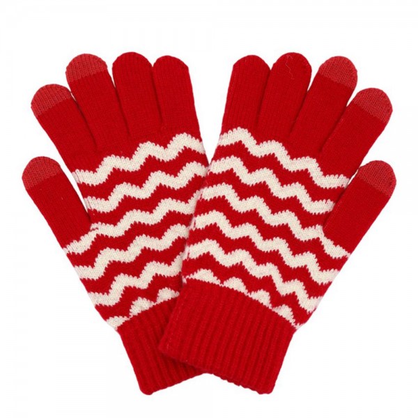 Wholesale knit Chevron Gloves Touch Screen Compatible One Fits Most Polyester PU