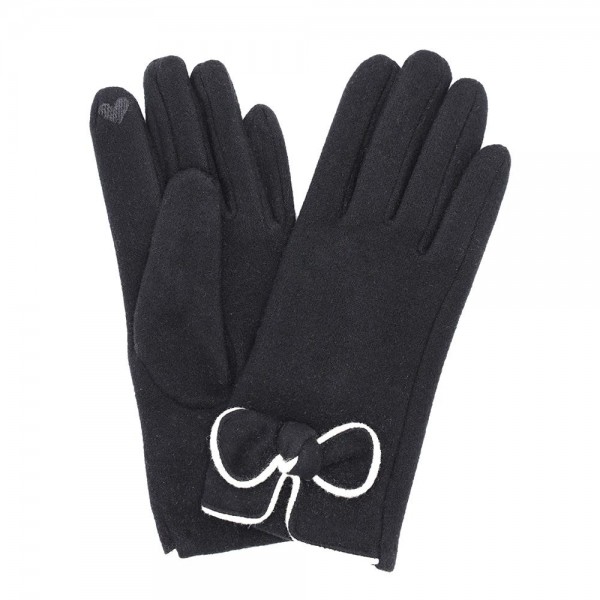 Soft Knit Gloves With Two Tone Bow Detail 

- Touch Screen Compatible
- One Size Fits Most
- 100% Polyester