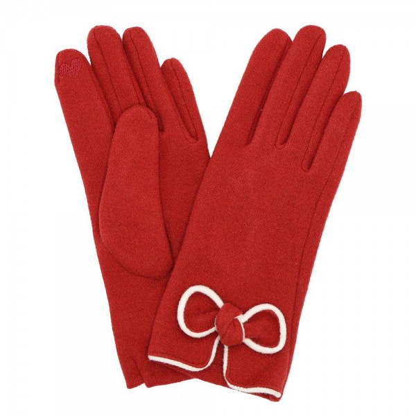 Soft Knit Gloves With Two Tone Bow Detail 

- Touch Screen Compatible
- One Size Fits Most
- 100% Polyester